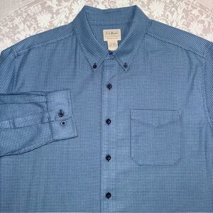 L.L. Bean Men's Blue Plaid Button-Down Shirt XL Regular Cotton